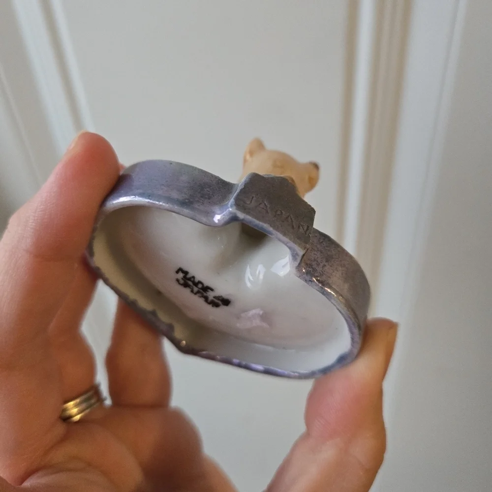 Lusterware Scottie Dog Heart Vintage Ring Dish Japan - Picture 5 of 5